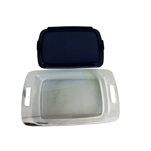 Pyrex Easy Grab Glass Casserole Baking Dish 3qt. 13x9x2 W/Blue Lid New - Picture 7 of 8